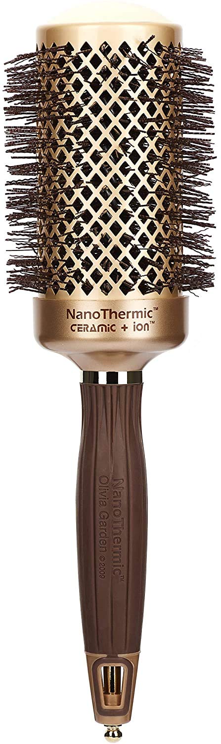 Olivia Garden NanoThermic Ceramic + Ion Round Thermal Hair Brush - Not Electrical - Professional Blowout Brush for Normal to Thick Hair