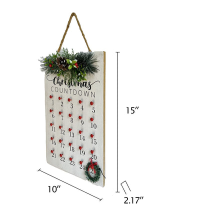 HOMirable Christmas Countdown 25 Days Wreath Advent Calendar Number Date Decor Merry Christmas Sign Rustic Wooden Home Decorations Holiday Xmas Party Ornament Gift