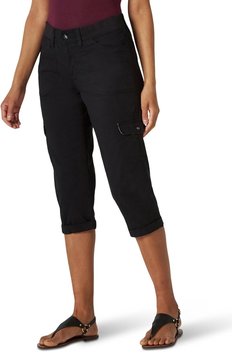 Lee Women's Cargo Capri Pants - Relaxed Fit Knit Waist Design | Comfortable & Stylish