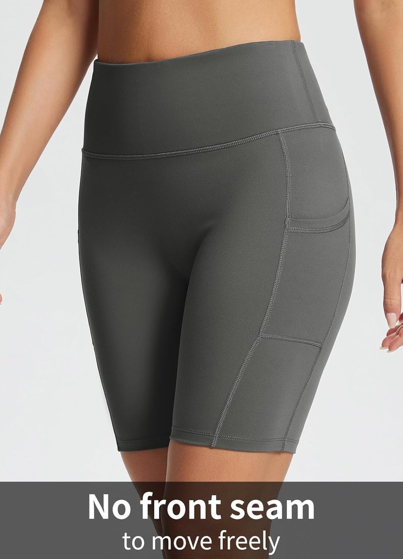 Baleaf Women's High Waist Biker Shorts - Spandex Yoga & Workout Shorts with Pockets | 8"/5"/3" Options