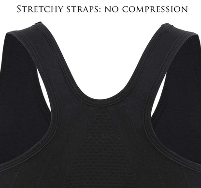 INIBUD Women's Zip Front Sports Bra Racerback Post Surgery Wirefree Seamless Removable Pads Yoga Plus Size Workout Fitness Running (Black, Small)