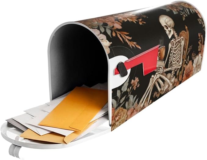 DADABULIU Mailbox Covers Skull Flower Book Boho Magnetic Letter Post Box Cover Standard Size 25.5 x 21 Inch Garden Yard Home Decorative