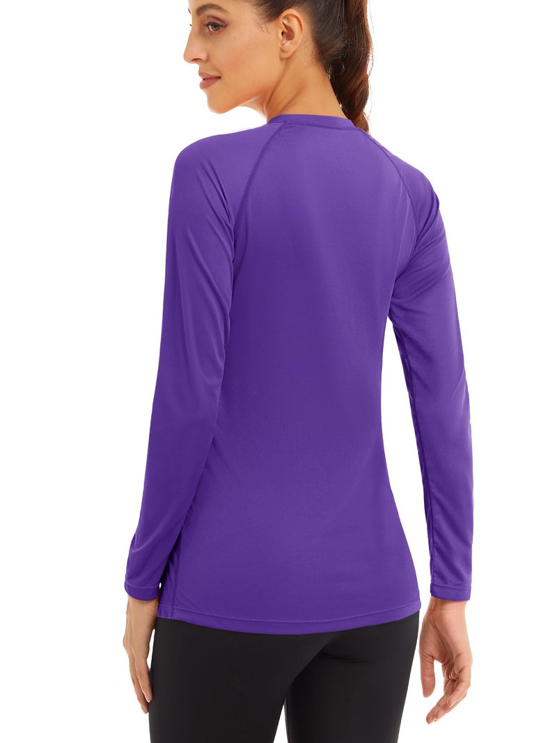 MAGCOMSEN Hiking Shirts for Women Lightweight Running Shirts Womens Workout Shirts Women Long Sleeve Shirts Summer Top Tee Fishing Shirts for Women Purple