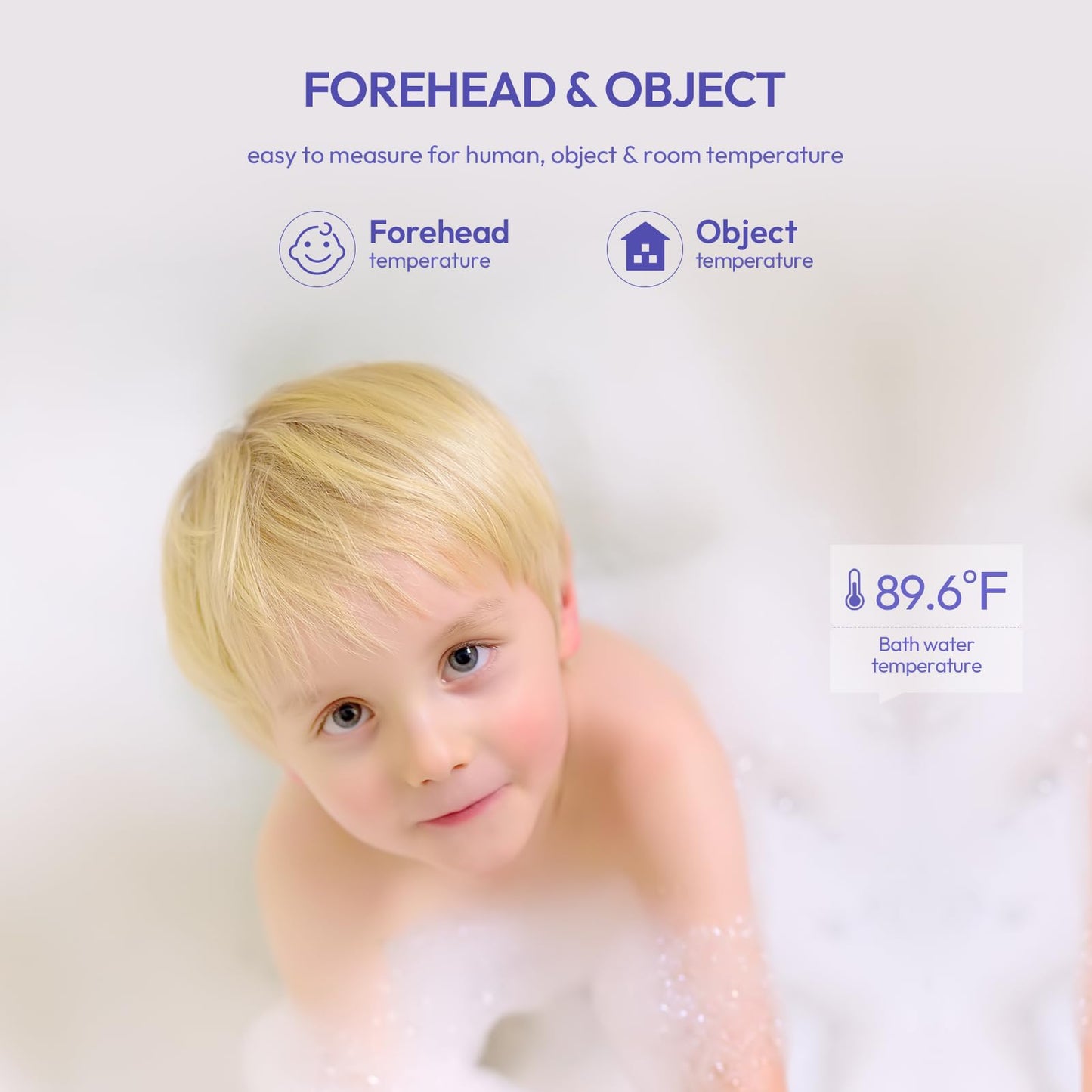 Forehead Thermometer for Adults, Kids & Babies, No-Touch Digital Thermometer with LCD Backlight Display, FSA HSA Eligible, Fever Alarm and 1s Instant Reading - Purple