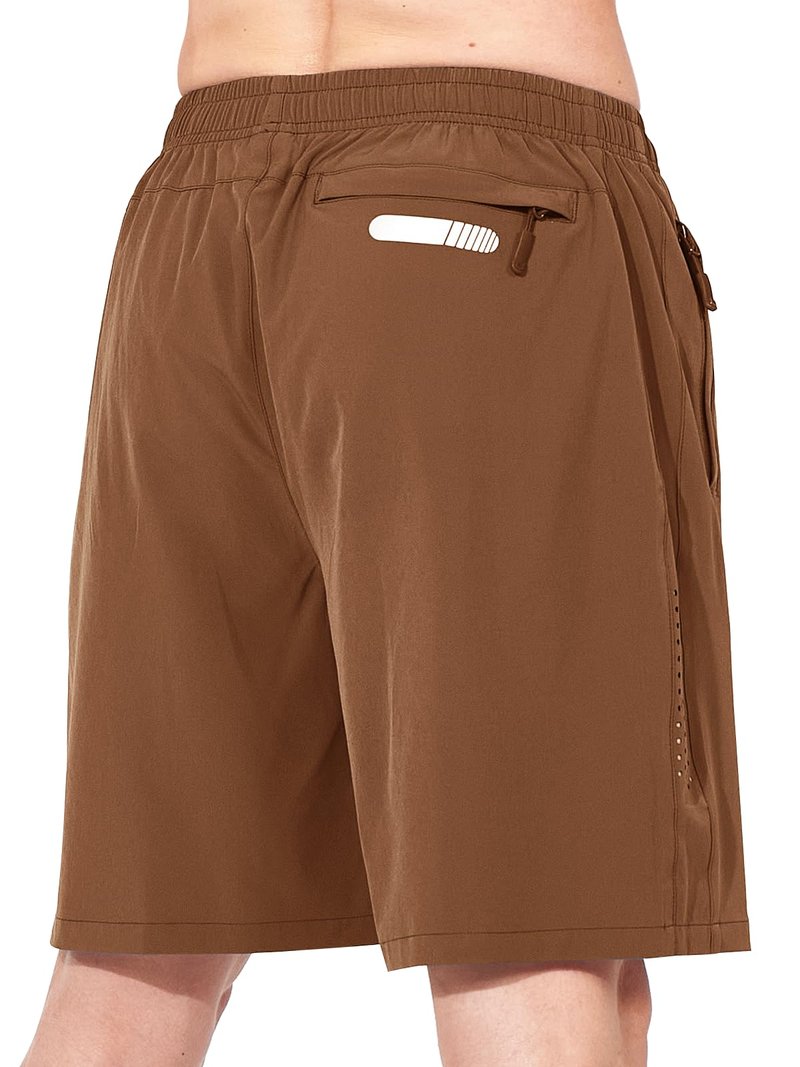 NORTHYARD Men's Athletic Running Shorts Gym Workout 7"/9"/5" Quick Dry Lightweight Sports Basketball Tennis 3 Zipper Pockets Brown S