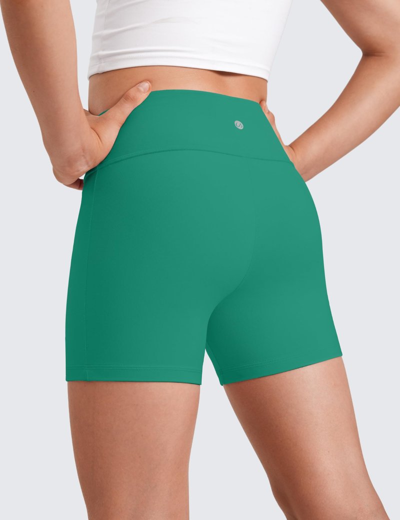 CRZ YOGA Girls Butterluxe High Waist Athletic Biker Shorts - Dance Yoga Casual Kids Teen Summer Cascadia Green Medium