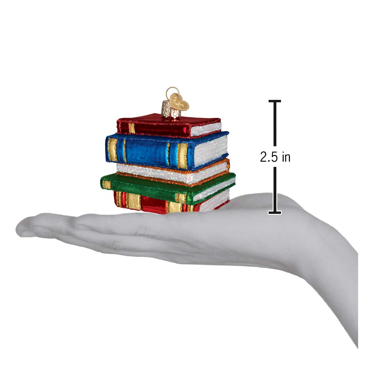 Old World Christmas Stack of Books Glass Blown Ornaments for Christmas Tree