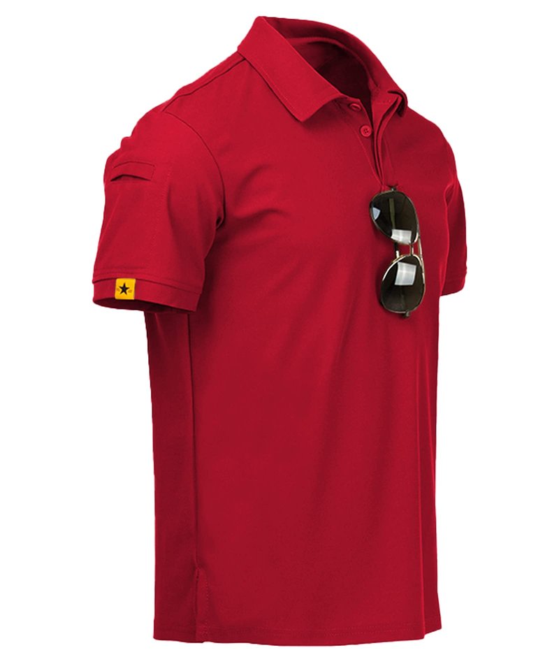 ZITY Mens Polo Shirt Short Sleeve Sports Tactical T-Shirt Athletic Golf Polos Daily Casual Stylish Collared Shirts for Men Red Medium