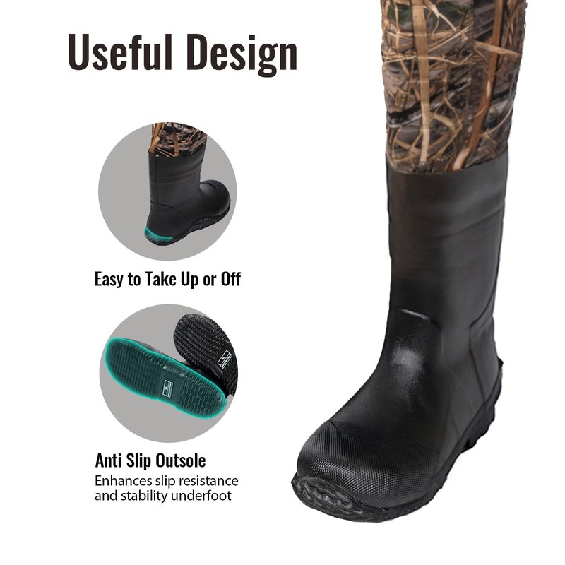 8 Fans Hunting Waders for Kids, Neoprene Youth Fishing Waders with Boot, Lightweight Chest Waders for Toddler Children (Next Camo Evo(s), 12/13#)