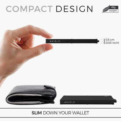 AKIELO RFID Card Holder Wallet with Gift Box – Slim Minimalist Metal Wallet for Men – Contactless Credit Card Protector & Blocker – RFID Blocking Pop Up Card Wallet (Alpha - Topo Edition)