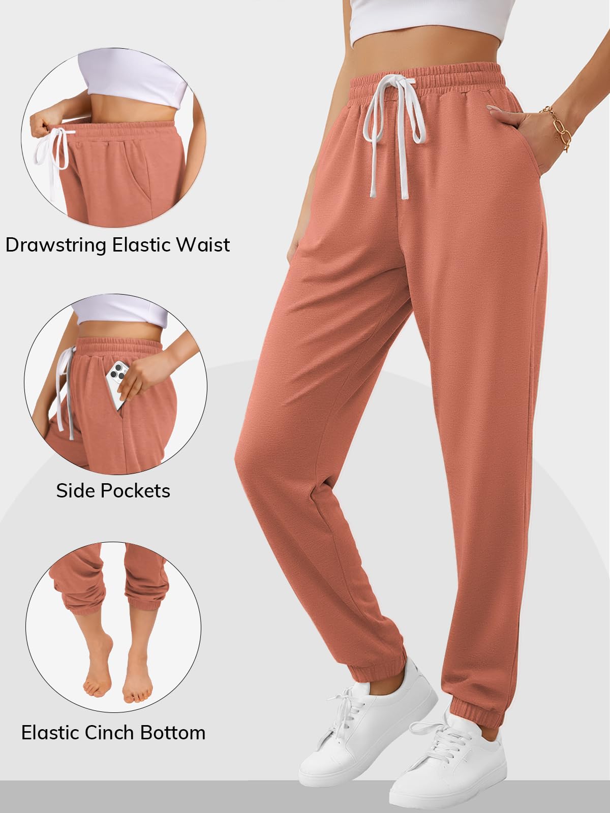 ATHMILE Halloween Clothes Sweatpants for Women with Pockets-Lounge Womens Pajams Pants-Womens Running Joggers Fall Clothes Outfits 2025 Orange Pink