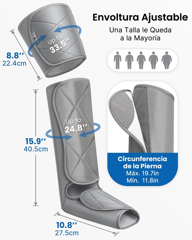 RENPHO Compression Leg Massager, Air Compression Massager for Circulation Pain Relief, Effective for Father Mother Reduce Swelling-Blue