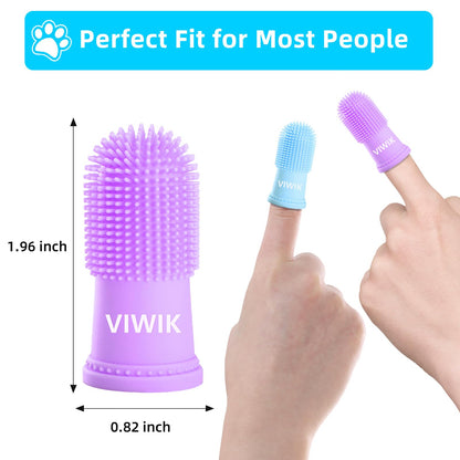 VIWIK 4Pack Dog Toothbrush Kit - Cat Finger Toothbrush for Small to Large Dogs & Puppies, Dental Care & Teeth Cleaning