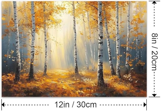 Yesad Fall Vintage Landscape Wall Art Decor, Fall Wall Art Autumn Posters Vintage Rustic Moody Pictures Wall Decor Decorations Art for Living Room Home, Canvas Artwork (Unframed,12”x8”,Birch)