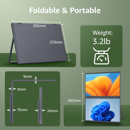 cocopar Portable Monitor 15.6 Inch 1080P Travel Monitor with Speaker HDMI USB-C External Display for Laptop MacBook Surface PC Xbox PS4/5, VESA Mountable, with Cover Stand