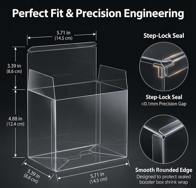 DEDC 4 Pack Clear Booster Box Case PET Plastic Protector Cases Storage Box with Lid for Booster Box Display Case for Collectors, 0.70mm Thick, (5.71x3.39x4.88 inch)