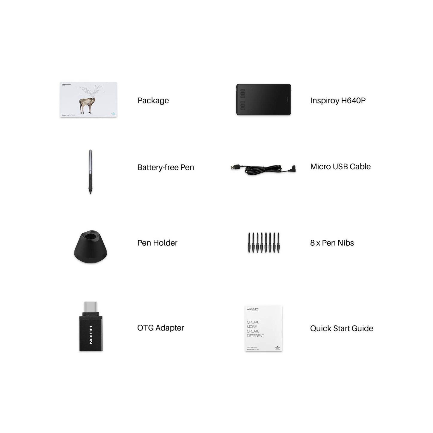 HUION Inspiroy H640P Drawing Tablet, 6x4 inch Digital Art with Battery-Free Stylus, 8192 Pen Pressure, 6 Hot Keys, Graphics Tablet for Drawing, Writing, Design, Teaching, Work with Mac, PC & Mobile