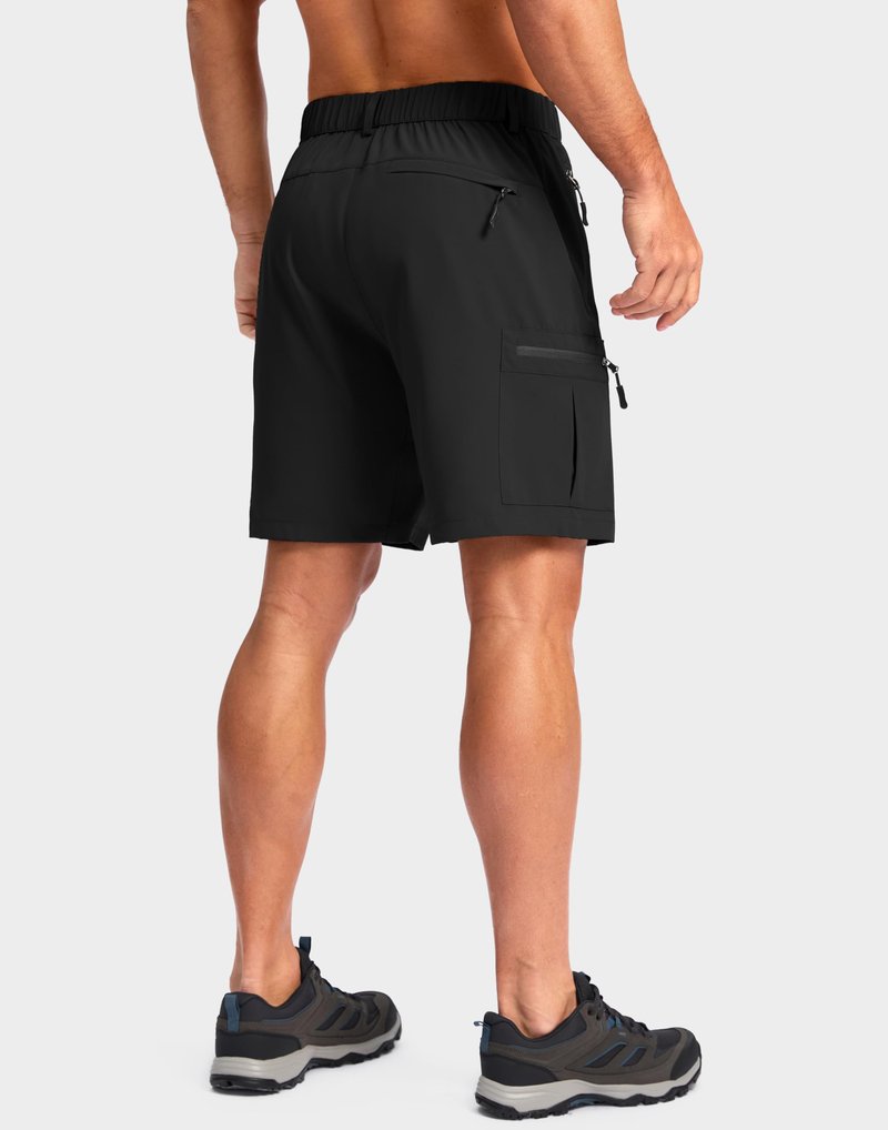 Pudolla Men's Hiking Cargo Shorts Lightweight 7" Travel Casual Shorts for Men Golf Work Outdoor with 5 Zipper Pockets(Black 3X-Large)