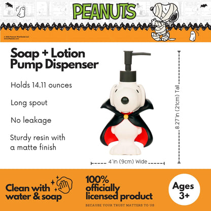 Peanuts Snoopy Vampire Halloween Soap/Lotion/Hand Sanitizer Resin Pump Dispenser, 14.81 Ounces, (Officially Licensed Product) by Franco Collectibles