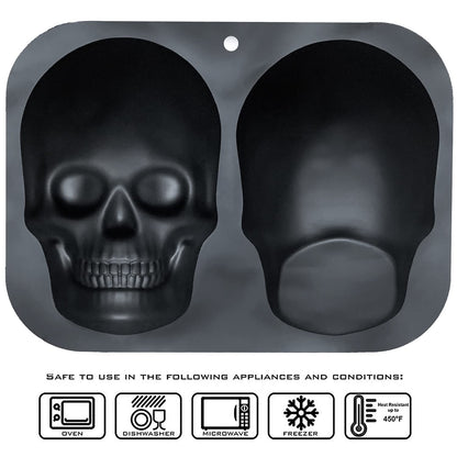 JETKONG Extra Large Silicone Skull Cake Mold Haunted Skull Baking Cake Pan for Halloween and Birthday Party