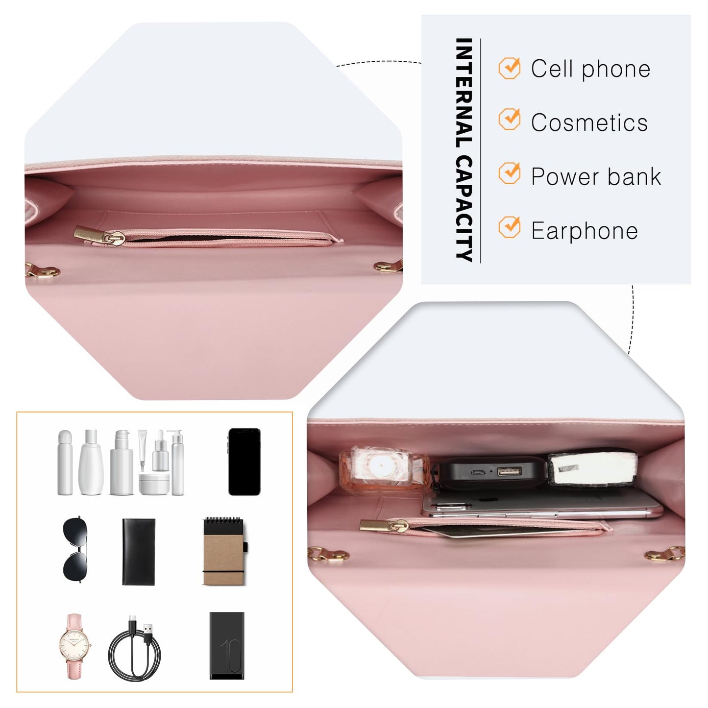Miss Lulu Women's Clutch Evening Bag, Wedding Handbag with Detachable Chain Strap, Shoulder & Crossbody Option