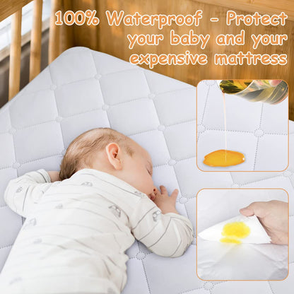 Yoofoss Waterproof Baby Mattress Protector 70 x 140 cm Adjustable Fitted Sheet Removable and Washable for Cot Bed