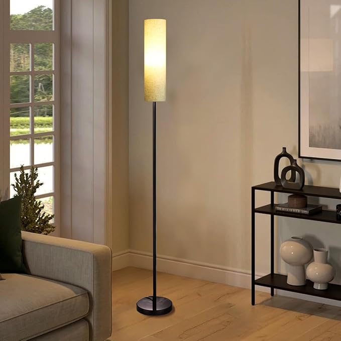 Floor Lamp for Living Room, Lamp with 3 Color Lampshades, Remote Standing Lamp for Bedroom, Office, Room décor(Bulb Included) (Ivory)