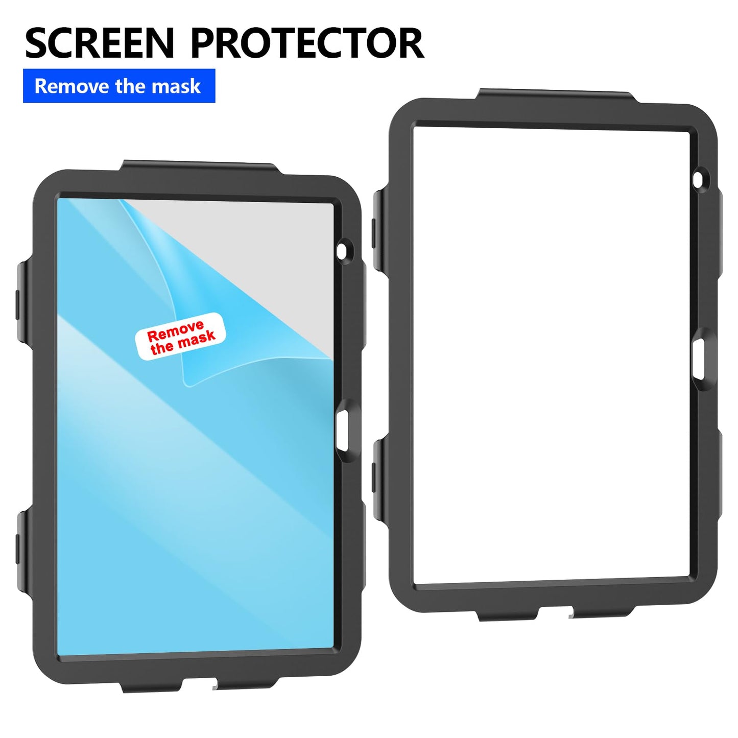 SEYMCY Case for iPad (A16) 11th/10th Generation 2025 (11 inch)/2022 (10.9 inch), Full-body Shockproof with Screen Protector, 360° Rotating Stand & Hand Strap, Carrying Strap, Pencil Holder, Black