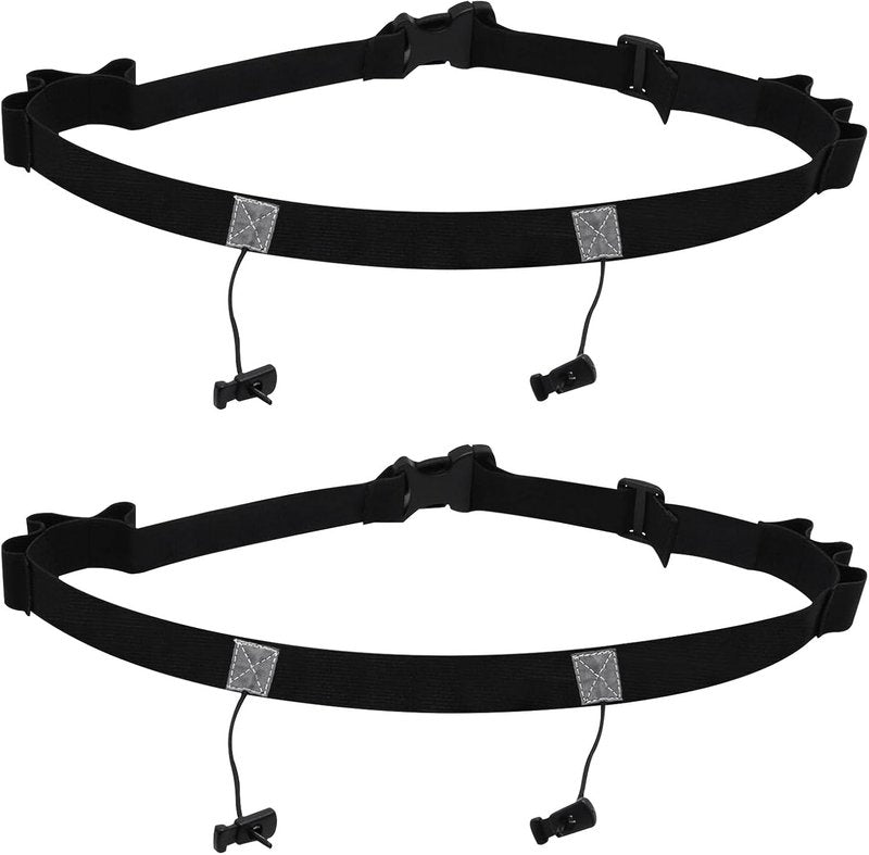 Race Number Belt - 2-Pack Bib Belts with 6 Energy Gel Loops | No Safety Pins for Marathon & Triathlon Running