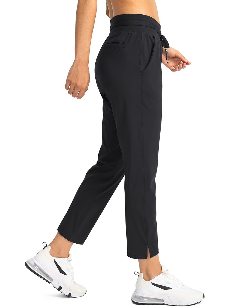 Soothfeel Women's Pants with 4 Pockets 7/8 Stretch High Waisted Sweatpants Travel Athletic Work Golf Pants for Women(Black, Large)