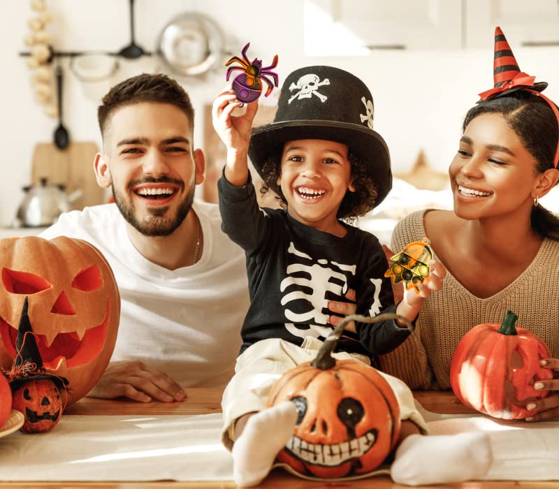 30Pcs Halloween Mini Pop Keychain Fidget Toy, Halloween Party Favors Supplies, Silicone Mini Pop Toys Bulk for Kids Anxiety Stress Reliever for Adults