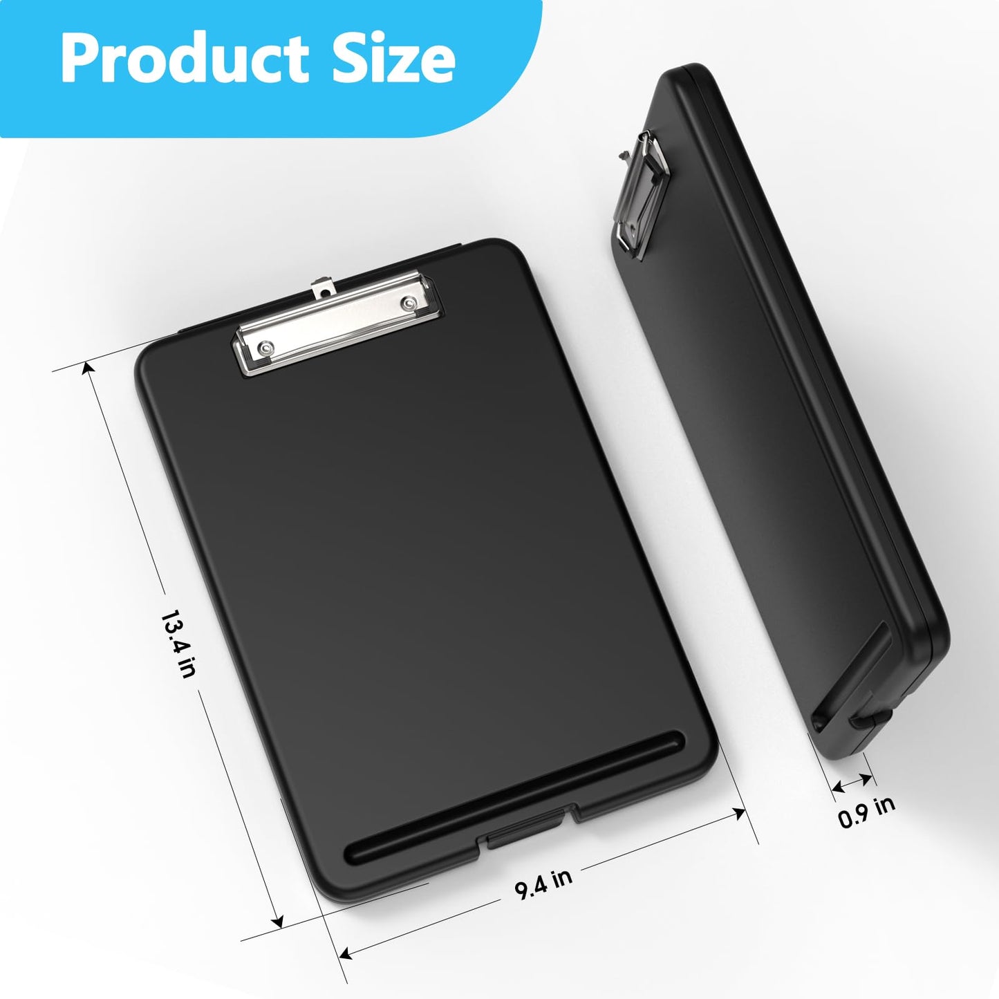 Clipboard with Storage, 8.5 x 11 Storage Clip Board with Low Profile Clip, Heavy Duty Nursing Foldable, Suitable for Classroom, Teacher, Coaches, Office School Supply(Black)