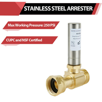 (Pack of 2) EFIELD S-241 Stainless Steel Water Hammer Arrestor For Washing Machine, 3/4 Inch Swivel FHT x 3/4 Inch MHT,(HAMMER020-2PCS)