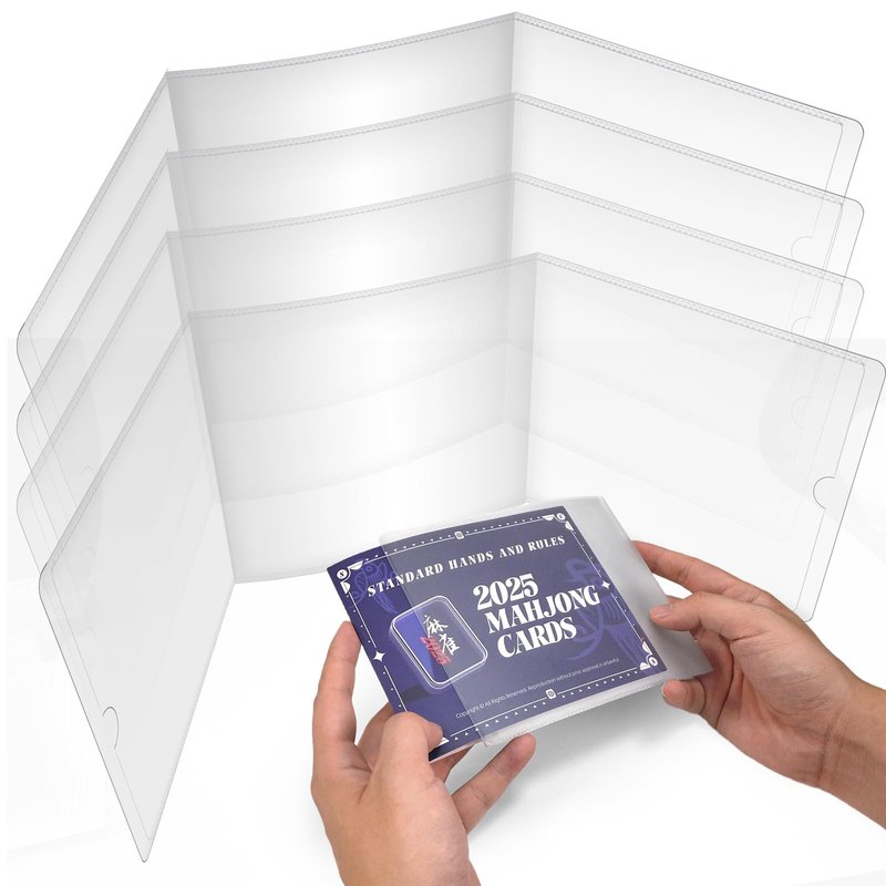 2025-2026 Mah Jong Card Sleeve Holder, Fit Large Print Size(6 1/8”x4 3/4”), Durable Protective Cover Holder, Mah Jong Card Protector Set (Frosted-4Pack)