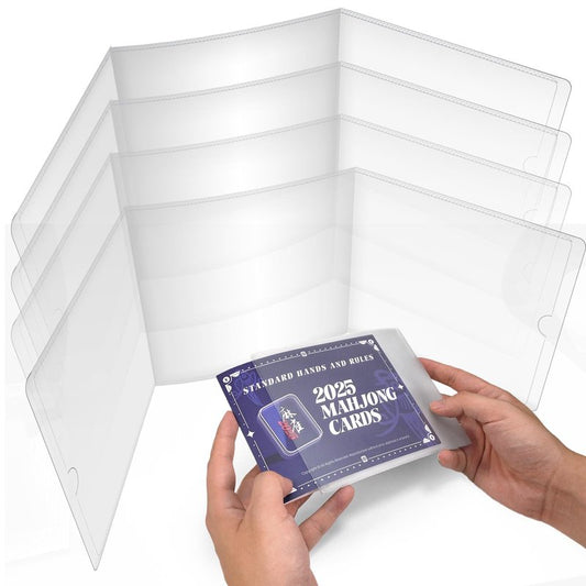 2025-2026 Mah Jong Card Sleeve Holder, Fit Large Print Size(6 1/8”x4 3/4”), Durable Protective Cover Holder, Mah Jong Card Protector Set (Frosted-4Pack)