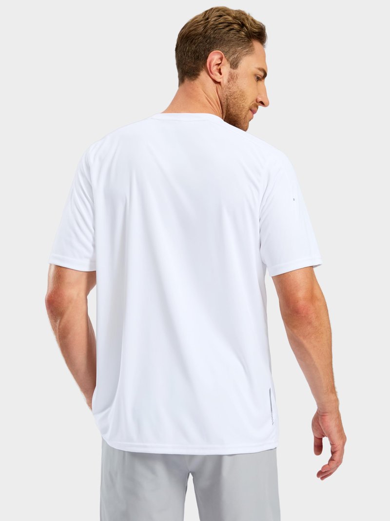 Pudolla Men's Workout Running T-Shirts Lightweight Quick Dry Athletic Gym Shirts for Men Short Sleeve Sport Tee Tops(White Large)