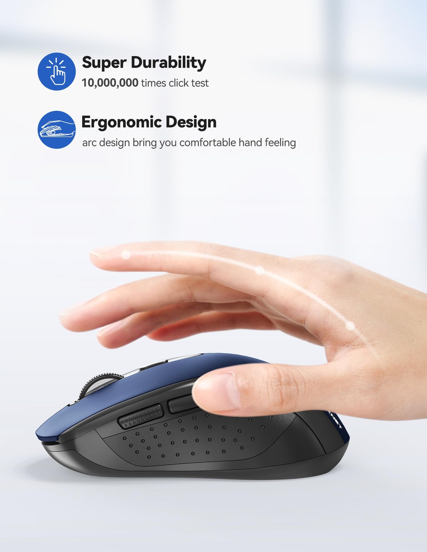 TECKNET Wireless Mouse for Laptop, Silent Bluetooth Mouse(BT5.0 & 2.4G) 4000DPI Adjustable, Computer Portable PC Quiet Mice with USB-A Receiver & 6 Buttons for Mac, 18 Months Battery