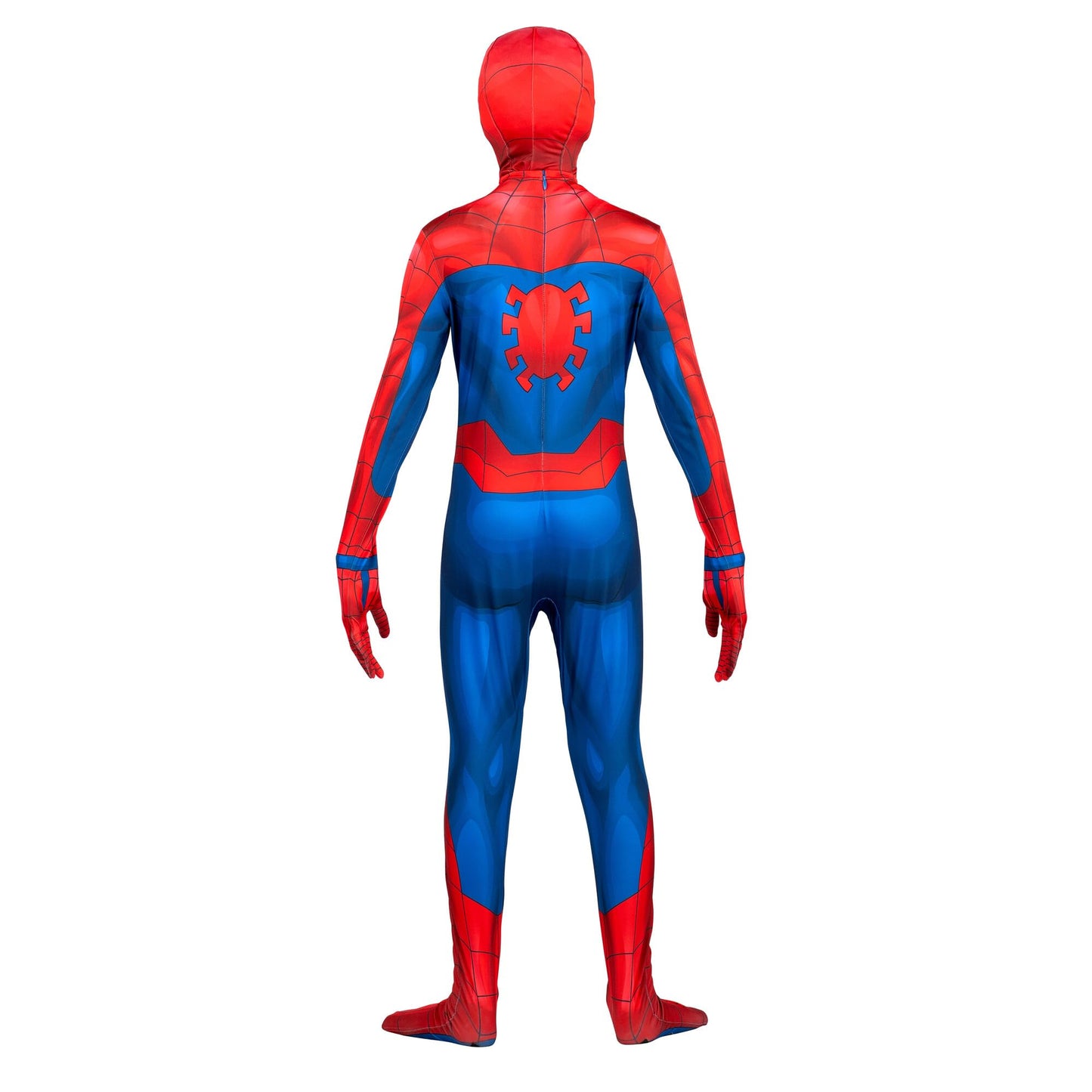Marvel Spider-Man Official Youth Deluxe Zentai Costume - Deluxe Two-Way Stretch Spandex with Invisible Zippers and Wrist Openings for Added Convenience (M) Multi