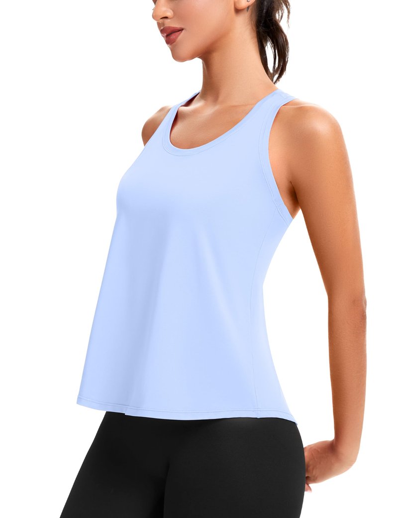 MathCat Women's Workout Tank Tops Racerback Sleeveless Tops Loose Fit Yoga Shirts Athletic Running Tank Top for Women Light Blue