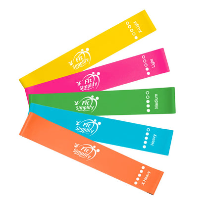 Fit Simplify 10 Inch Resistance Loop Exercise Bands, Set of 5, Assorted Colors