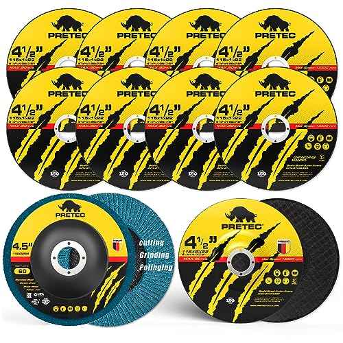 Grinding & Cutting Wheels 4 1/2 inch Set,Angle Grinder Wheel Set,Cut Off Wheels 8 PCS,Grinding Wheel,4.5¡± Flap Discs for Angle Grinder for Cutting Grinding 8+1+1 PC