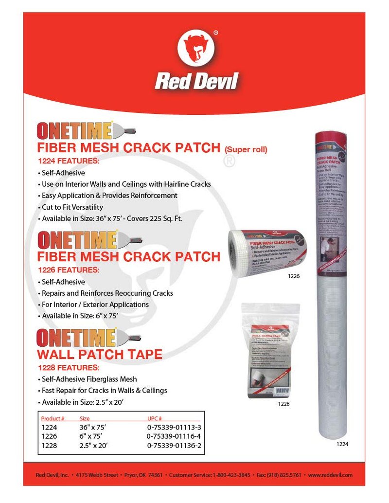 Red Devil 1226 Onetime Fiber Mesh Crack Patch 6" x 75' Wall Repair Fabric, White
