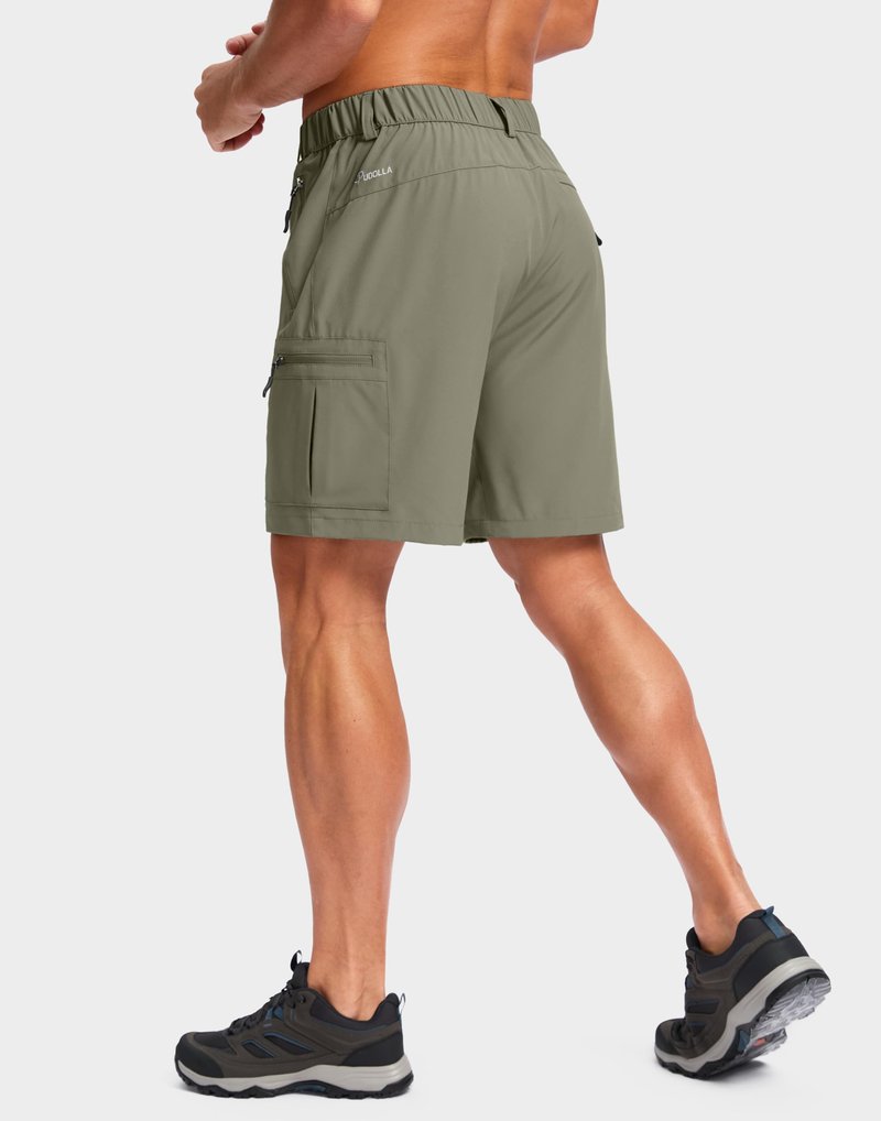Pudolla Men's Hiking Cargo Shorts Lightweight 7" Travel Casual Shorts for Men Golf Work Outdoor with 5 Zipper Pockets(Grey Sage Medium)