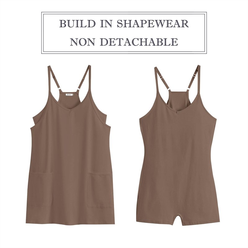 ANRABESS Women Athletic Dress Summer Tennis Workout Active Sports Mini Romper Dress Built in Shorts Travel Vacation Clothes Coffee Small