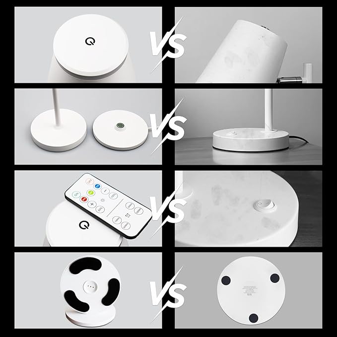 Cordless Table Lamp Rechargeable,5000mAh Battery Operated Desk Lamp,Waterproof Touch Dimmable Light with Remote,3 Color Stepless Dimming Up,for Bedroom/Office/Bars/Camping. (White, 1pcs)