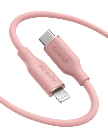 Anker USB C to Lightning Cable, MFi Certified Powerline III Flow Silicone Charging Cable for iPhone 13 13 Pro (Cloud White, 6ft)