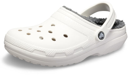 Crocs Classic Unisex Lined Clog, Soft, Fuzzy Liner for Extra Warmth with Slip On Style, in White / Grey Lining, Size M4W5 UK