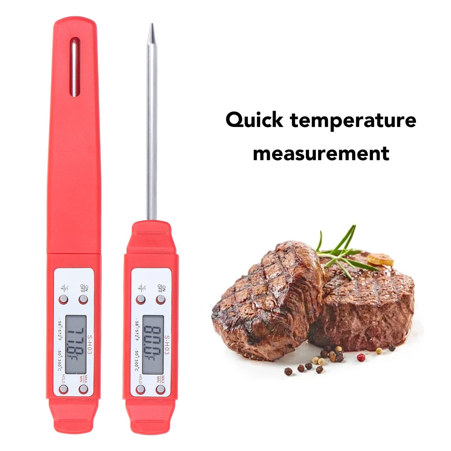 Akozon Digital Food Thermometer Automatic Calibration Pen High Accuracy Electronic Pocket Thermometer Yellow Home and Family Appliance and Decor