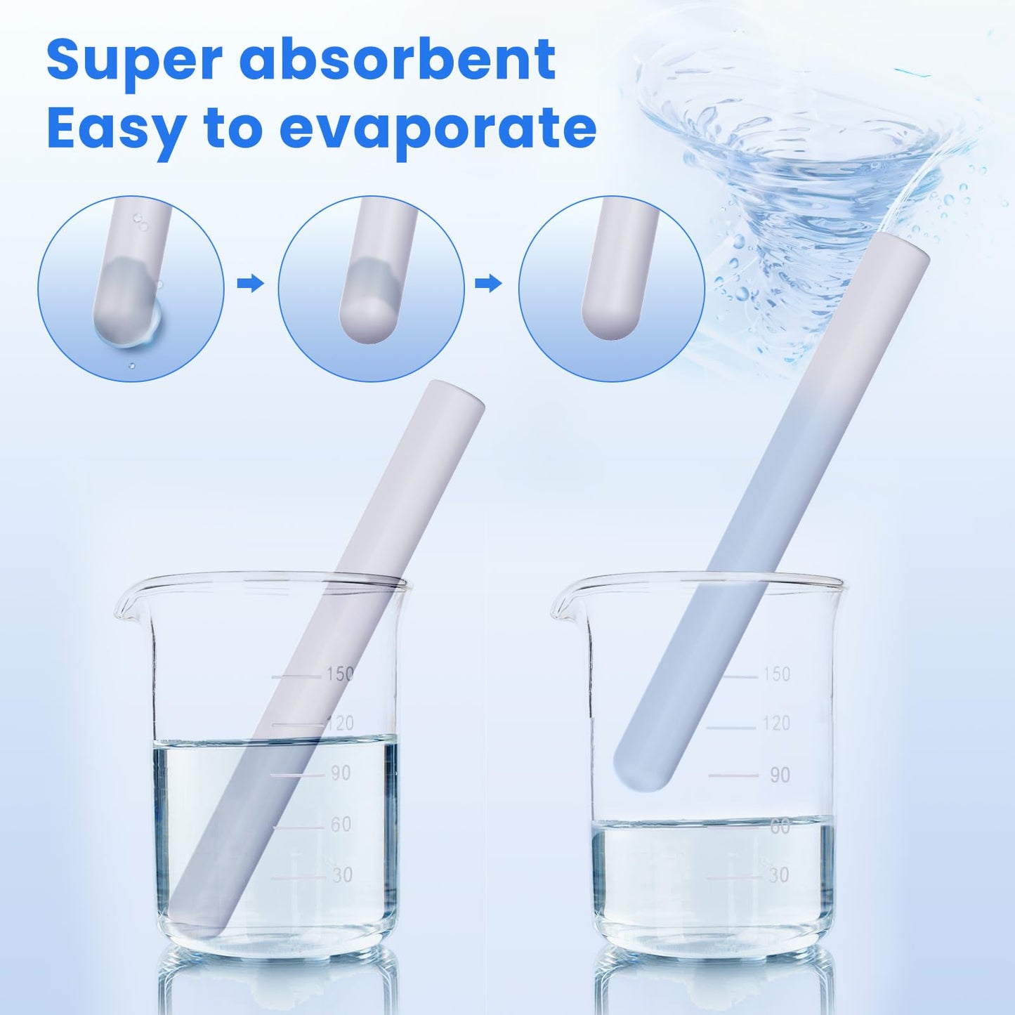 EBIEFLY 5x Drying Stick for Toys Water Absorption Dry Rod Desiccant Silicone Flesh Light Dryer Absorption Stick Deodorization Moisture Cleaner Diatomite Reusable Reduce Rust (Smooth 5.6x0.55 Inches)