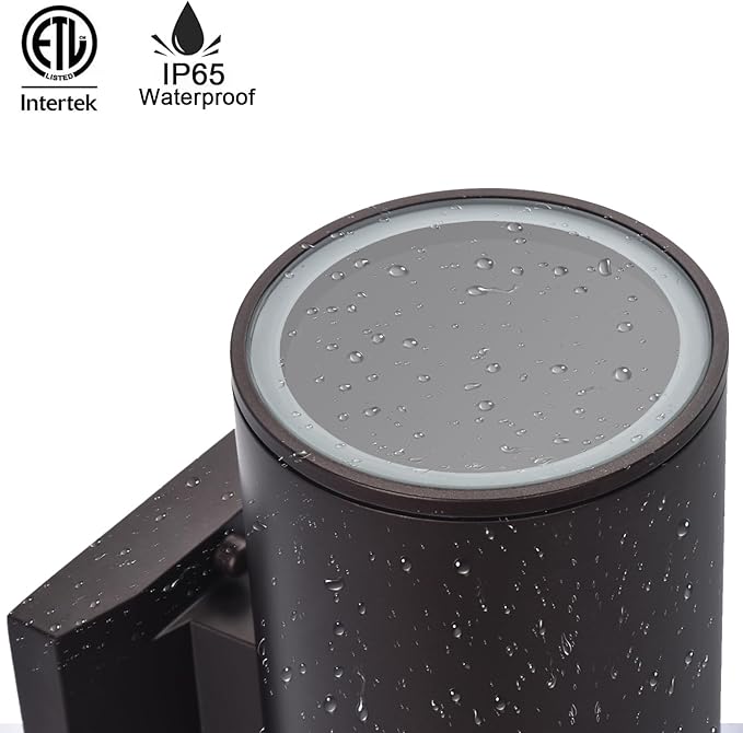 Dusk to Dawn Outdoor Lighting, Modern Up Down Porch Lights Outdoor Cylinder, Oil Bronze Waterproof Wall Sconce, E26 Base, Exterior Light Fixture Wall Mount, ETL, Pack of 2